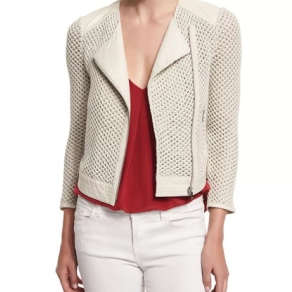 Joie Jackets & Blazers - Joie Front Zip Knit Leather Jacket XS